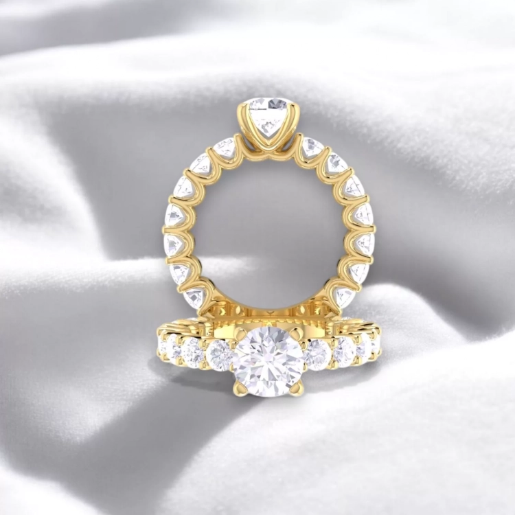 Solitaire Parisienne haute Joaillerie - Or jaune - Diamant blanc