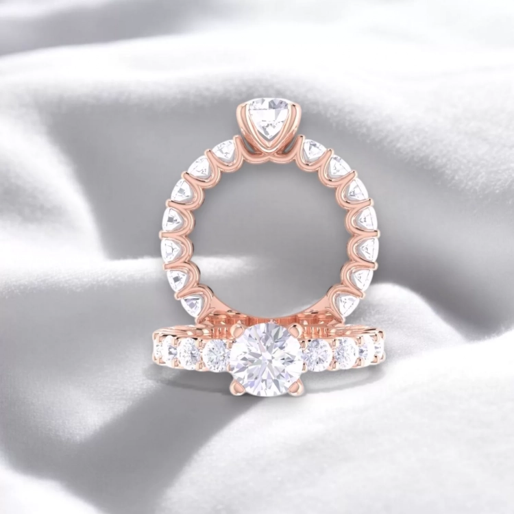 Solitaire Parisienne haute Joaillerie - Or rouge - Diamant blanc
