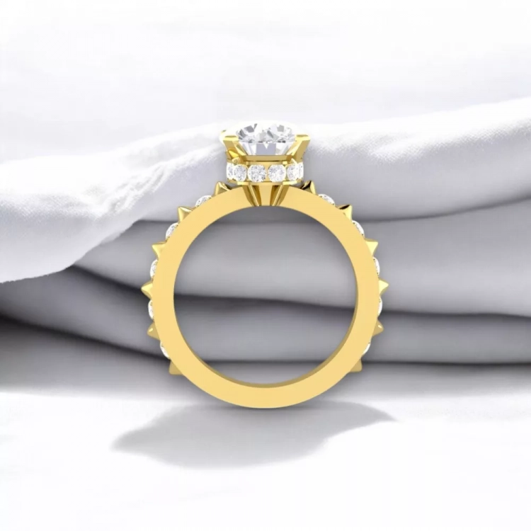Solitaire Spike - Or jaune et diamant blanc taille rond