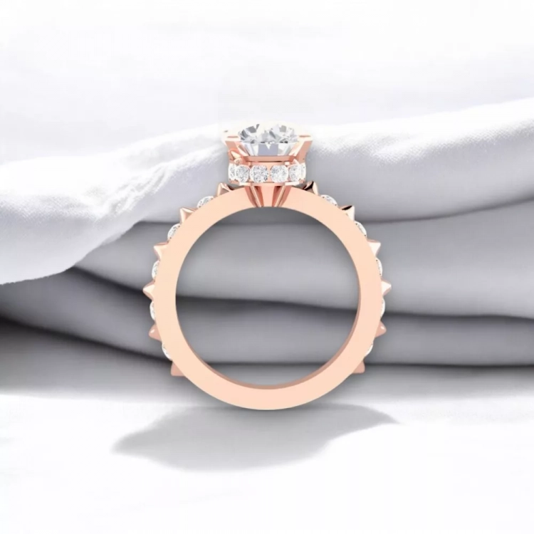 Solitaire Spike - Or rouge et diamant blanc taille rond
