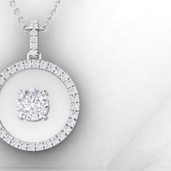 Pendentif Eternity III · Taille rond - Diamant blanc - or blanc - Maison Haddad Joaillerie - vue 1
