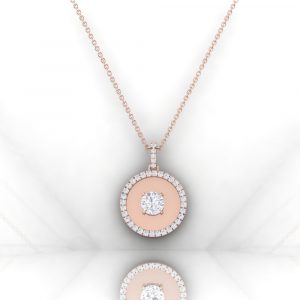Pendentif Eternity III · Taille rond - Diamant blanc - or rouge - Maison Haddad Joaillerie - vue 3