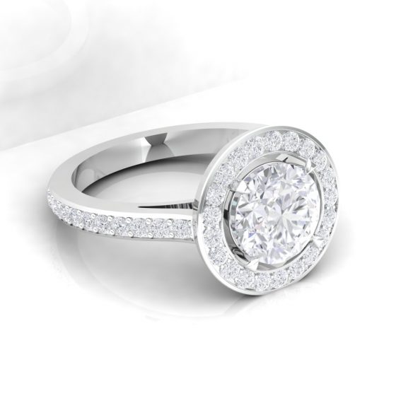 Solitaire Eternity II taille rond - diamant blanc - or blanc - vue 2 · Haddad Joaillerie Paris
