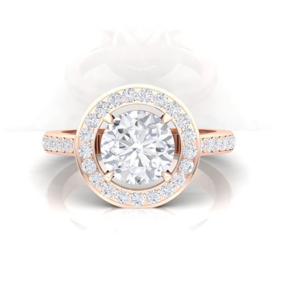 Solitaire Eternity II taille rond - diamant blanc - or rouge - vue 1 · Haddad Joaillerie Paris