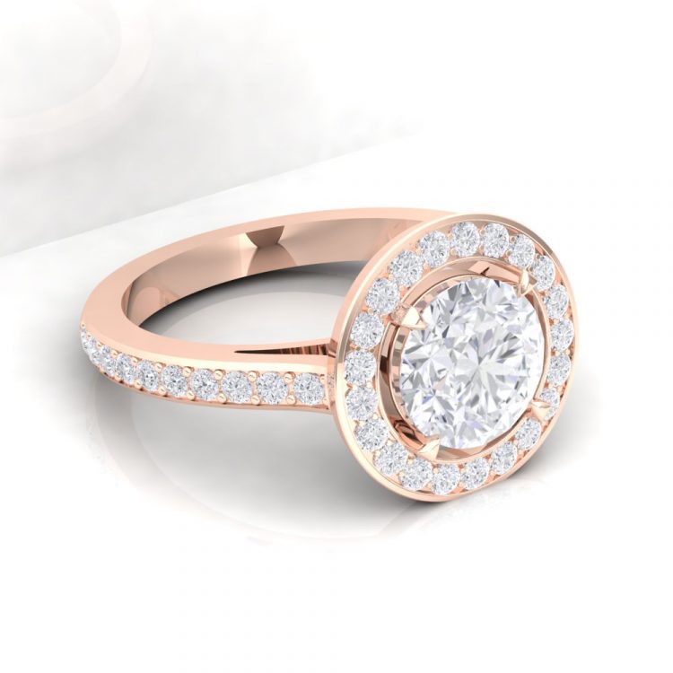 Solitaire Eternity II taille rond - diamant blanc - or rouge - vue 2 · Haddad Joaillerie Paris