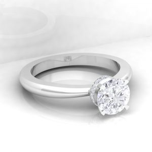 Solitaire Pure - taille rond - or blanc - Diamant blanc Vue 1