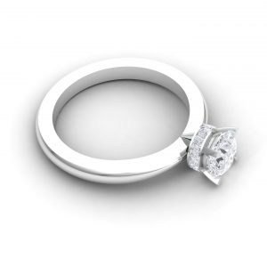 Solitaire Pure - taille rond - or blanc - Diamant blanc Vue 1