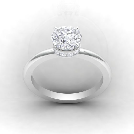 Solitaire Pure · Taille rond - Diamant blanc - or blanc - vue 1 - Haddad Joaillerie Paris