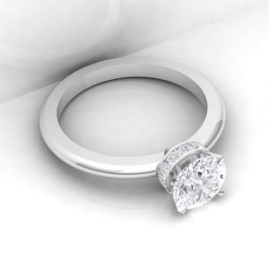 Solitaire Pure · Taille rond - Diamant blanc - or blanc - vue 2 - Haddad Joaillerie Paris