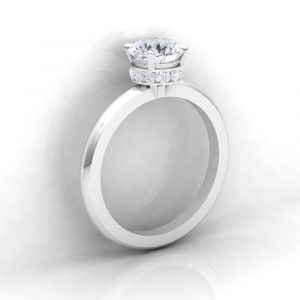 Solitaire Pure · Taille rond - Diamant blanc - or blanc - vue 3 - Haddad Joaillerie Paris