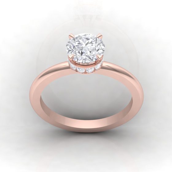 Solitaire Pure · Taille rond - Diamant blanc - or rouge - vue 1 - Haddad Joaillerie Paris