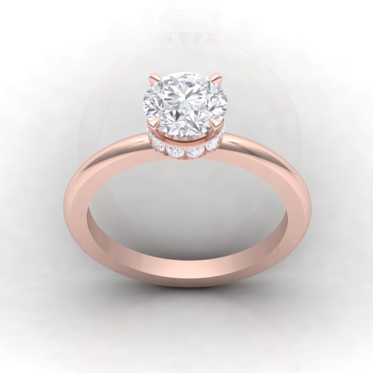 Solitaire Pure · Taille rond - Diamant blanc - or rouge - vue 1 - Haddad Joaillerie Paris