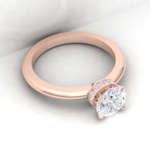 Solitaire Pure · Taille rond - Diamant blanc - or rouge - vue 2 - Haddad Joaillerie Paris
