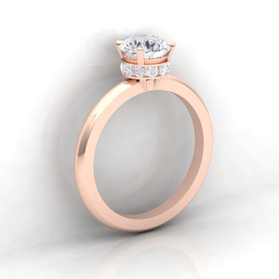 Solitaire Pure · Taille rond - Diamant blanc - or rouge - vue 3 - Haddad Joaillerie Paris