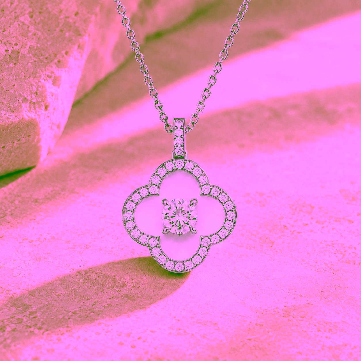 Pendentif Néra - Or blanc Nacre & diamants blancs - Maison Haddad Joaillerie Paris