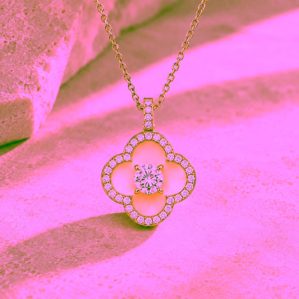 Pendentif Néra - Or jaune et diamants blancs - Maison Haddad Joaillerie Paris