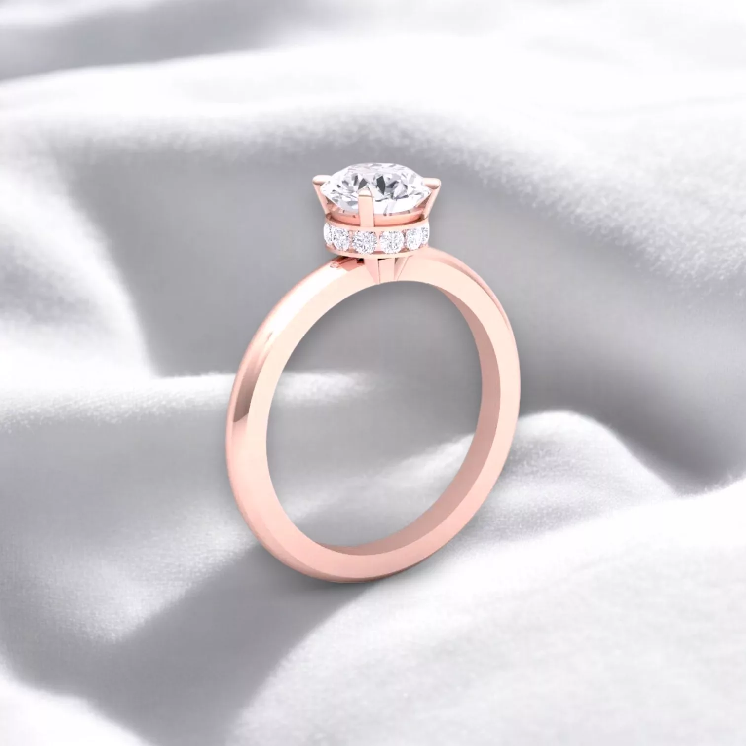 Solitaire Pure - Or rouge et diamant blanc taille rond