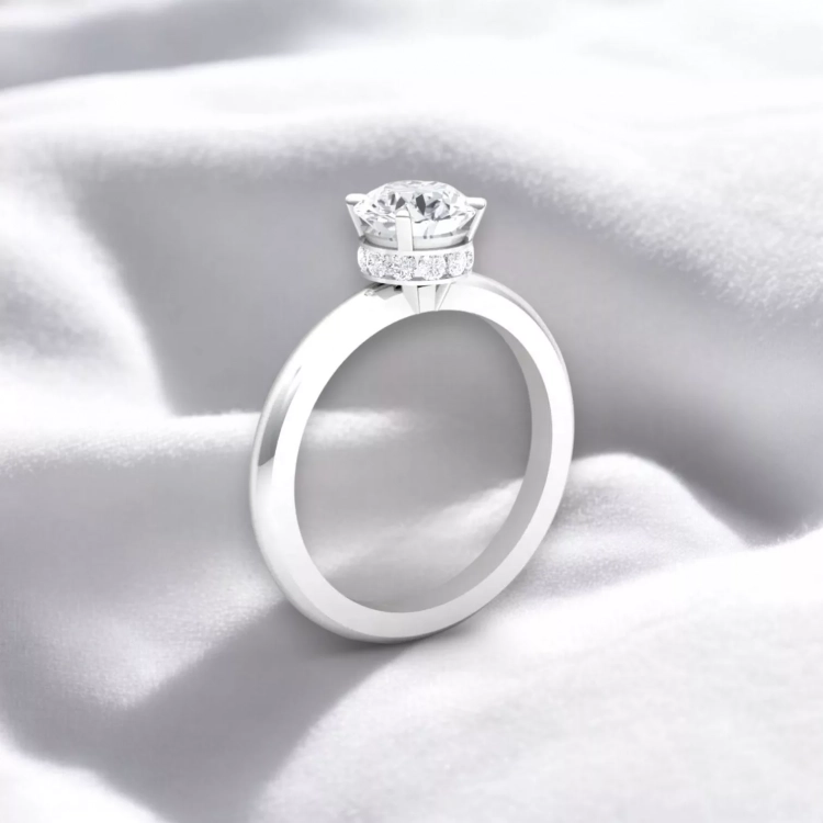 Solitaire Pure - Or blanc et diamant blanc taille rond