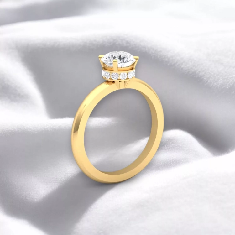 Solitaire Pure - Or jaune et diamant blanc taille rond