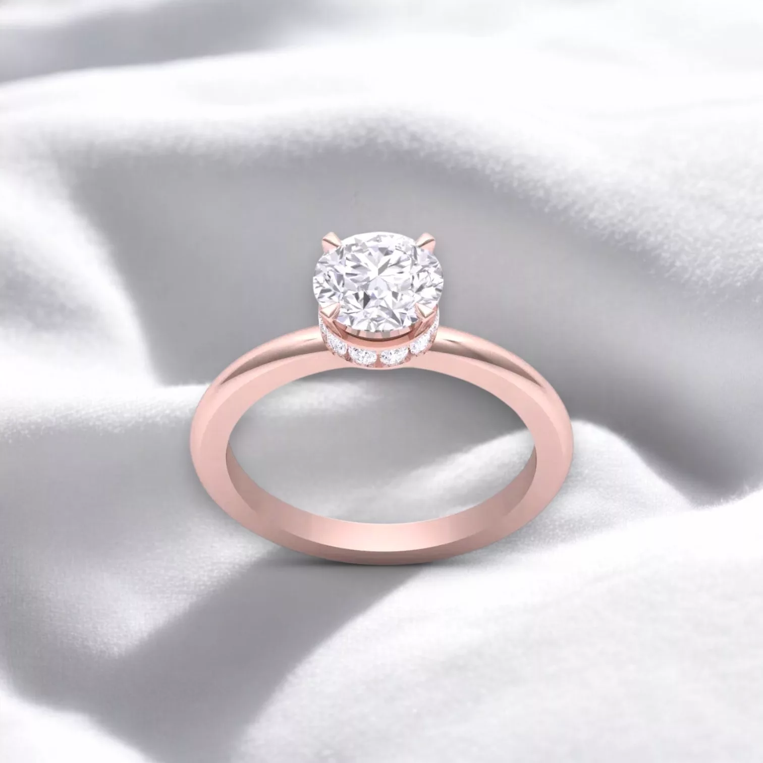 Solitaire Pure - Or rouge et diamant blanc taille rond