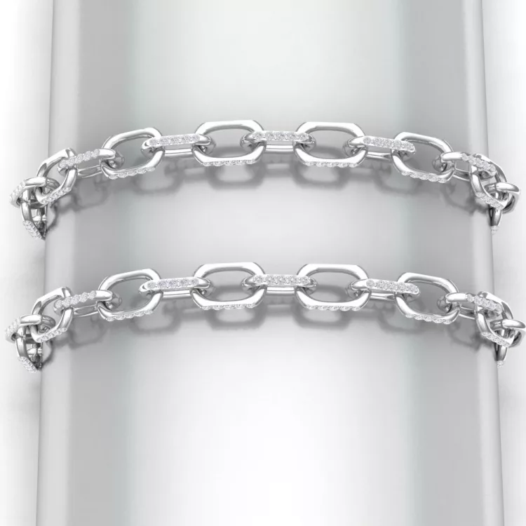 Barcelet DIAMOND - Or blanc - Diamant blanc - Maison Haddad Joaillerie - Vue 1