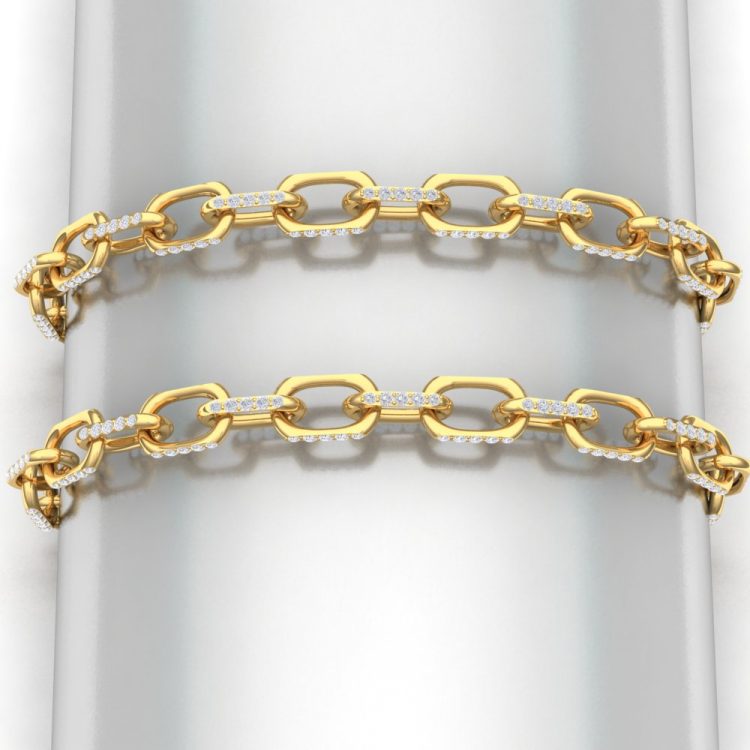 Barcelet DIAMOND - Or jaune - Diamant blanc - Maison Haddad Joaillerie - Vue 1