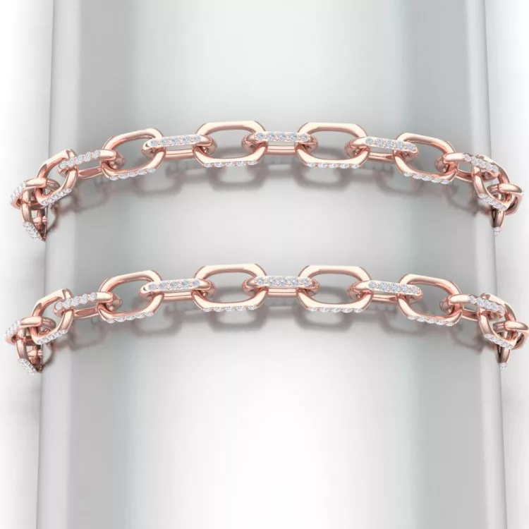 Barcelet DIAMOND - Or rouge - Diamant blanc - Maison Haddad Joaillerie - Vue 1