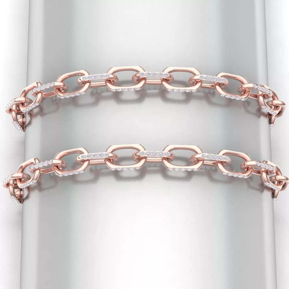 Barcelet DIAMOND - Or rouge - Diamant blanc - Maison Haddad Joaillerie - Vue 1