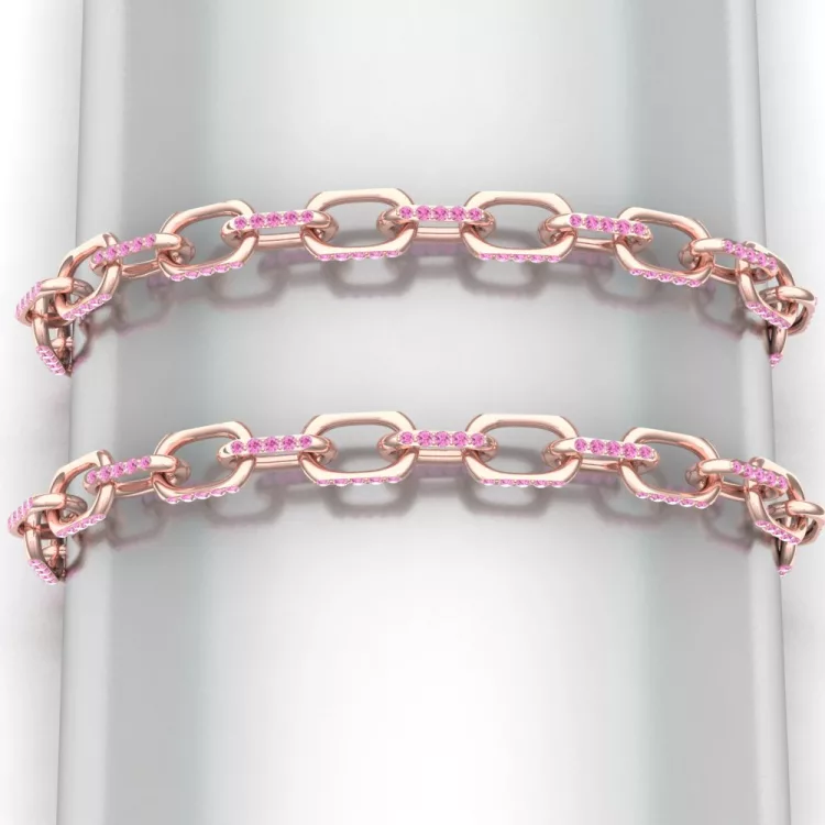 Barcelet DIAMOND - Or rouge - Saphir Rose - Maison Haddad Joaillerie - Vue 1