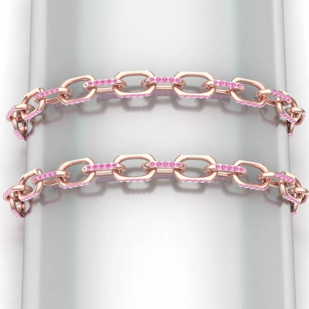 Barcelet DIAMOND - Or rouge - Saphir Rose - Maison Haddad Joaillerie - Vue 1