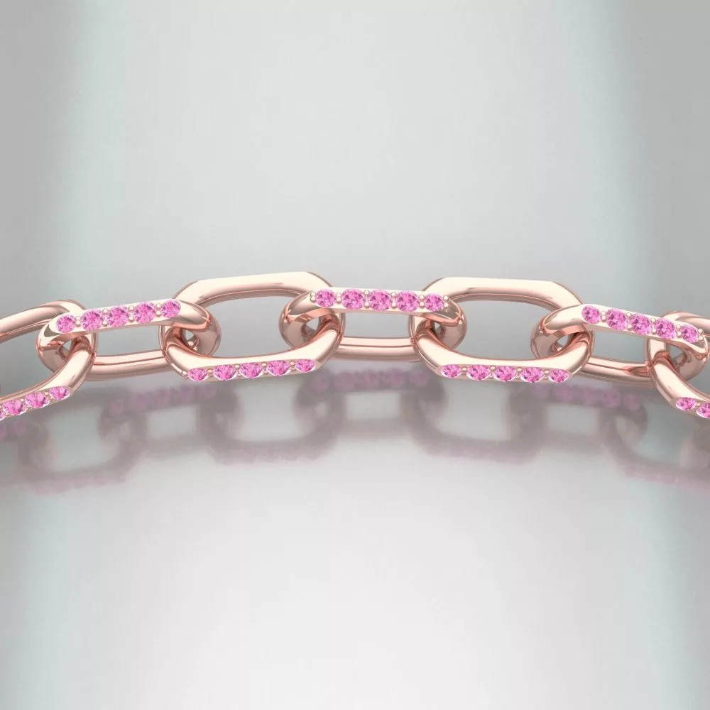 Barcelet DIAMOND - Or rouge - Saphir Rose - Maison Haddad Joaillerie - Vue 2