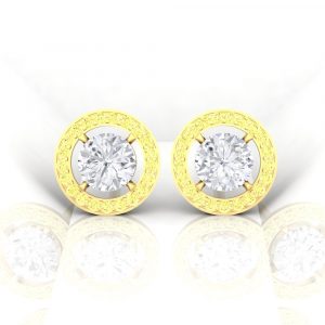 Boucle d'oreille Eternity II · Taille rond - Diamant blanc et jaune - or jaune - Maison Haddad Joaillerie - vue 1