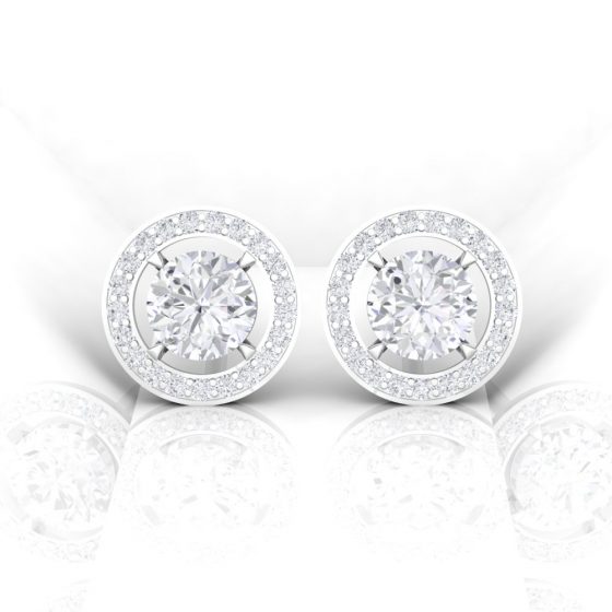 Boucle d'oreille Eternity II · Taille rond - Diamant blanc - or blanc - Maison Haddad Joaillerie - vue 1