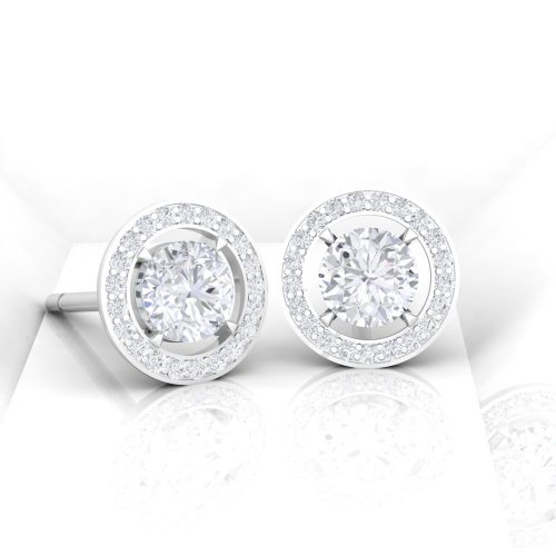 Boucle d'oreille Eternity II · Taille rond - Diamant blanc - or blanc - Maison Haddad Joaillerie - vue 2