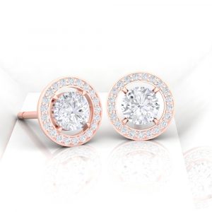 Boucle d'oreille Eternity II · Taille rond - Diamant blanc - or rouge - Maison Haddad Joaillerie - vue 2