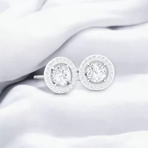 Boucle d'oreille Eternity · Taille rond - Diamant blanc - or blanc - Maison Haddad Joaillerie