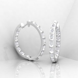 Boucles d'oreilles Spikes - or blanc - Diamant blanc - Maison Haddad Joaillerie - Vue 2
