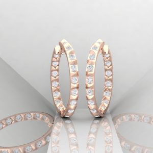 Boucles d'oreilles Spikes - or rouge - Diamant blanc - Maison Haddad Joaillerie - Vue 1