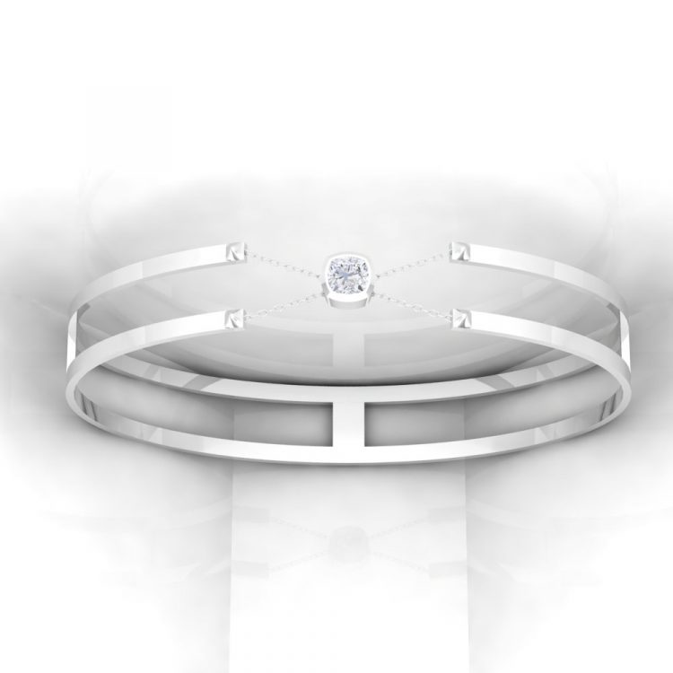 Bracelet H · Or blanc - Diamant blanc - Maison Haddad Joaillerie Paris - vue 1