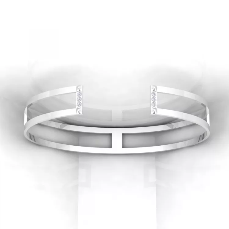 Bracelet H · Or blanc - Pavage diamant blanc - Maison Haddad Joaillerie Paris - vue 1