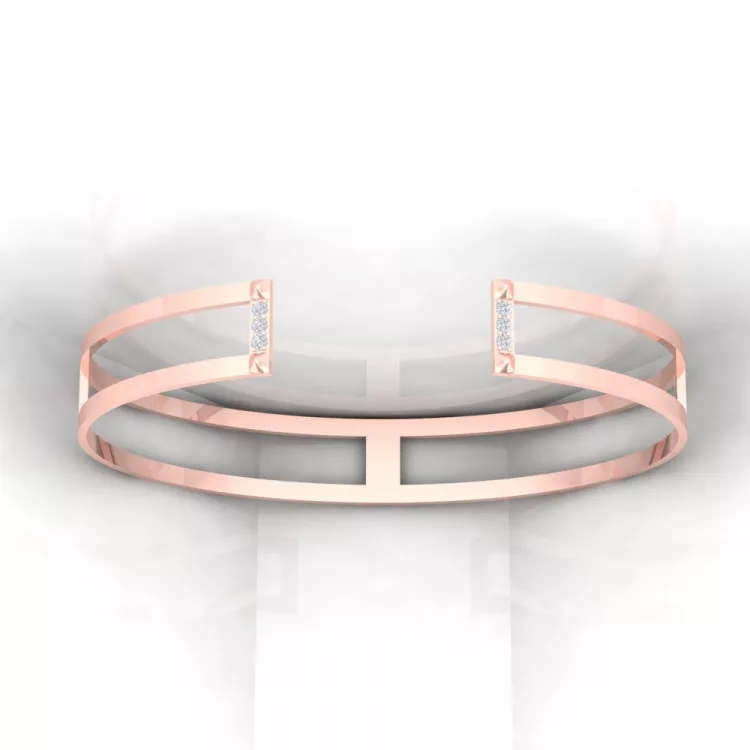 Bracelet H · Or rouge - Pavage diamant blanc - Maison Haddad Joaillerie Paris - vue 1