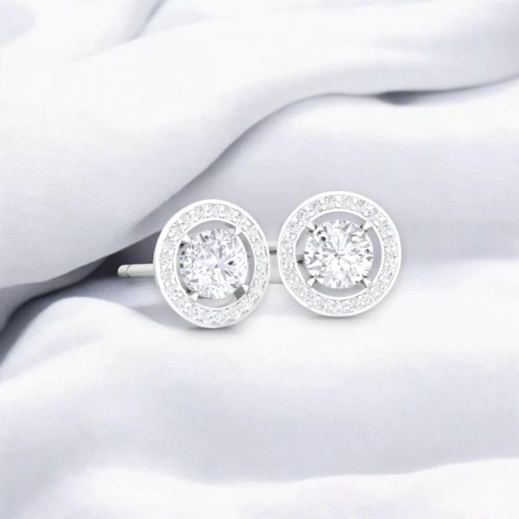 Boucle d'oreille Eternity · Taille rond - Diamant blanc - or blanc - Maison Haddad Joaillerie