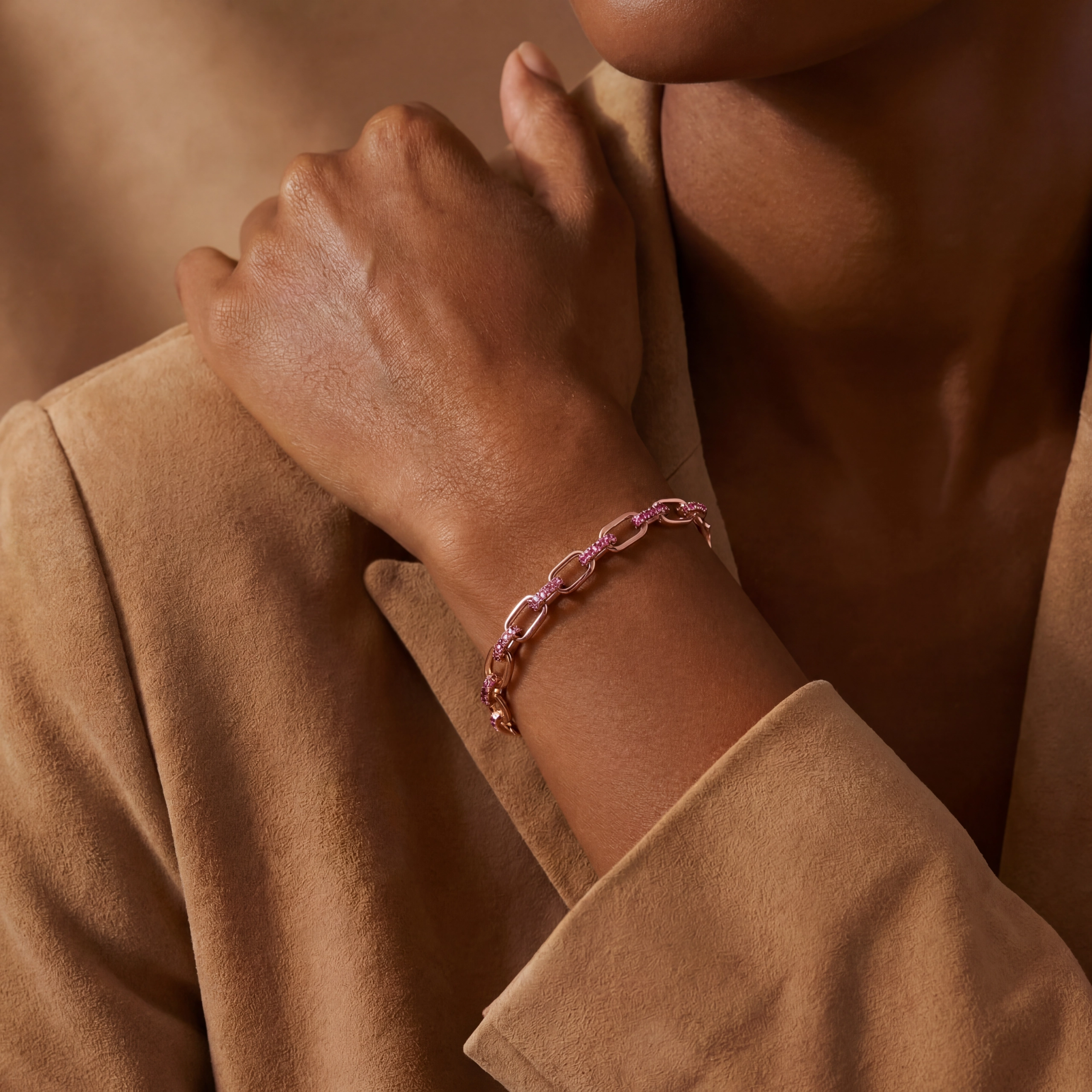 Bracelet DIAMOND - Or rouge - Saphir rose - Haddad Joaillerie Paris