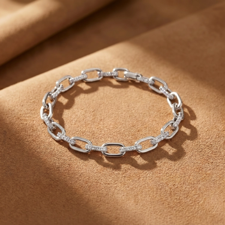 Bracelet DIAMOND - Or blanc - Diamant blanc - Maison Haddad Joaillerie Paris