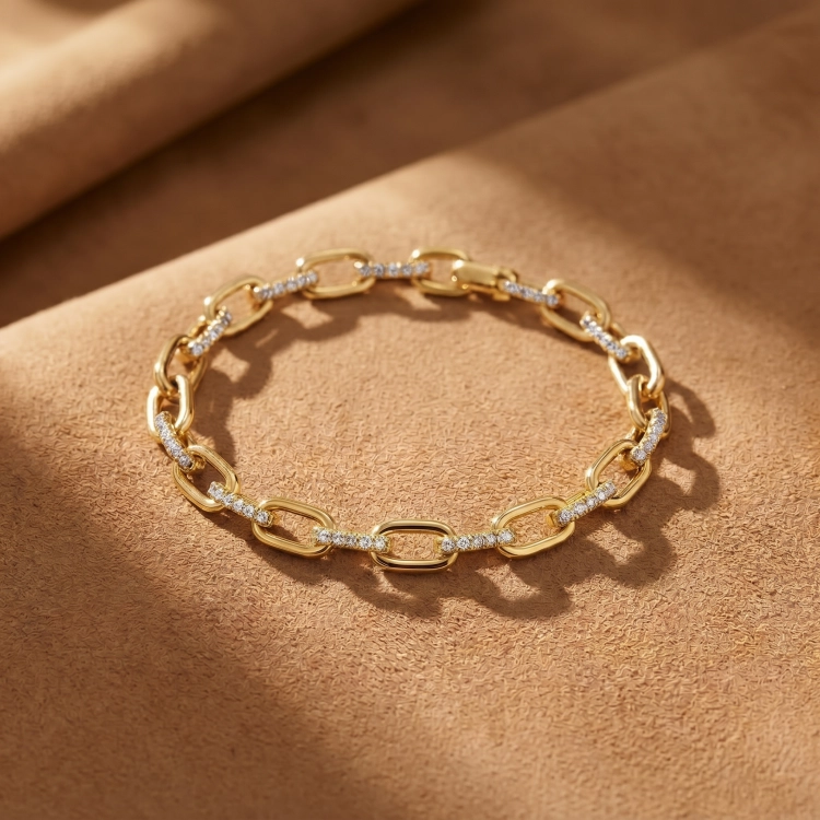 Bracelet LOCK - Or jaune - Diamant blanc - Maison Haddad Joaillerie Paris