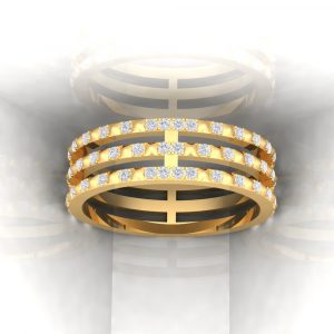 Bague Spikes III - taille rond - Or jaune - Diamant blanc