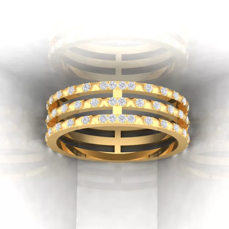 Bague Spikes III - taille rond - Or jaune - Diamant blanc