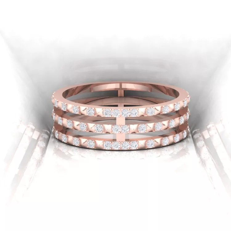 Bague Spikes III - taille rond - Or rouge- Diamant blanc