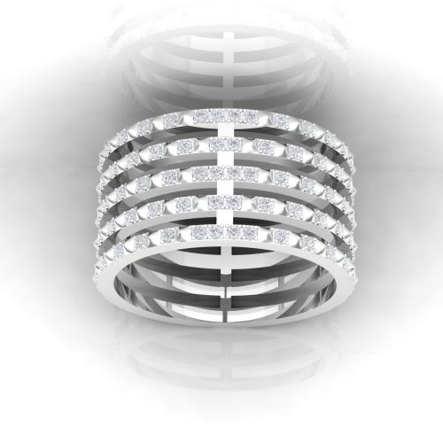 Bague Spikes V- taille rond - or balnc- Diamant blanc - vue 1
