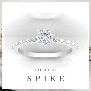 Solitaire Spikes II - taille rond - or blanc - Diamant blanc